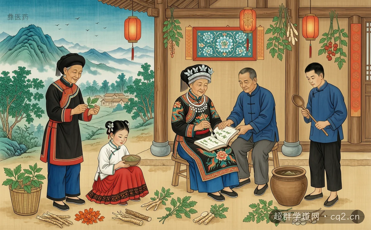 彝医药（AI 生成意境插图）
