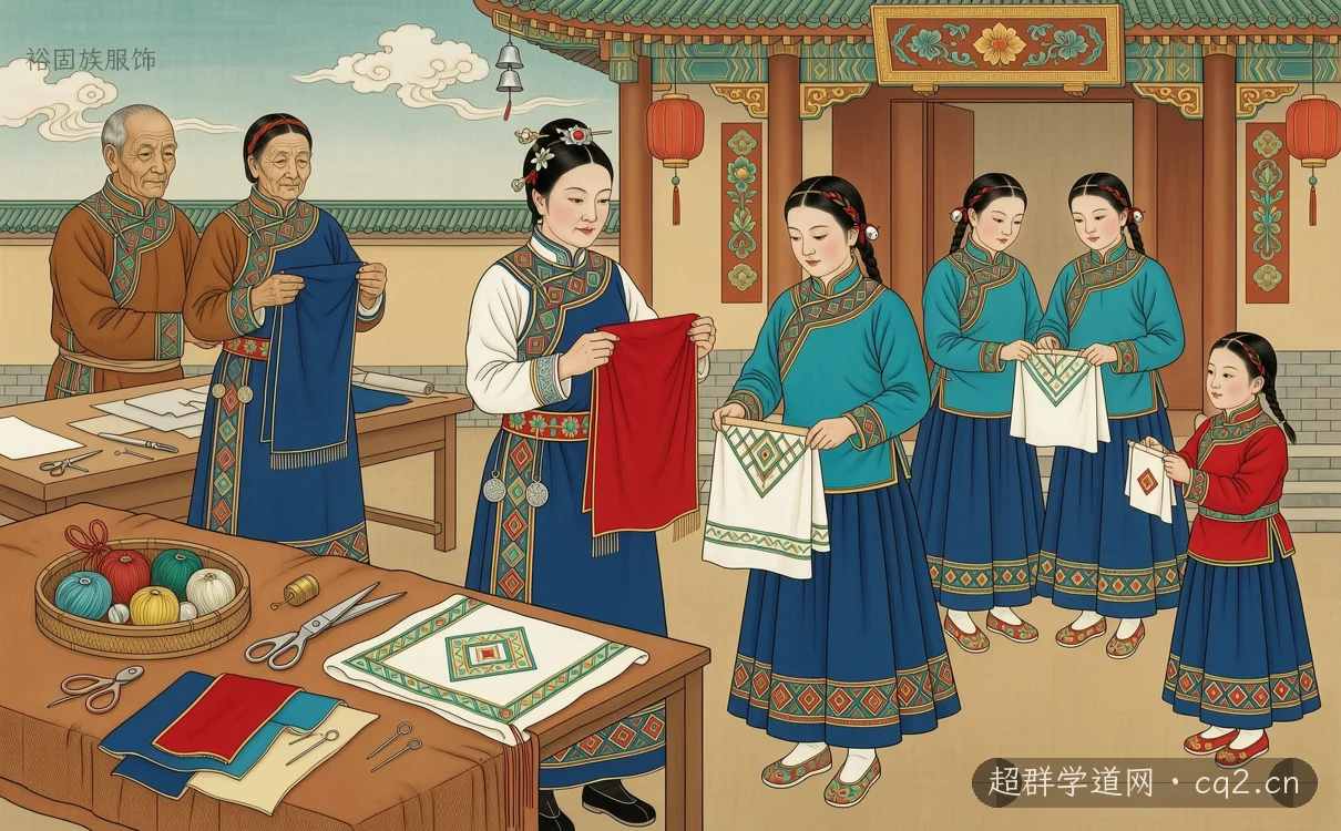 裕固族服饰（AI 生成意境插图）