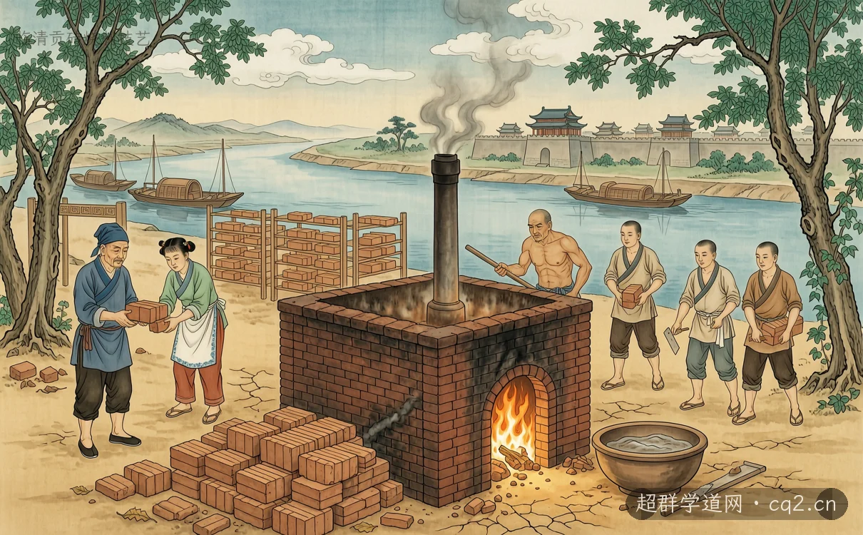 臨清貢磚燒製技藝（AI 生成意境插圖）