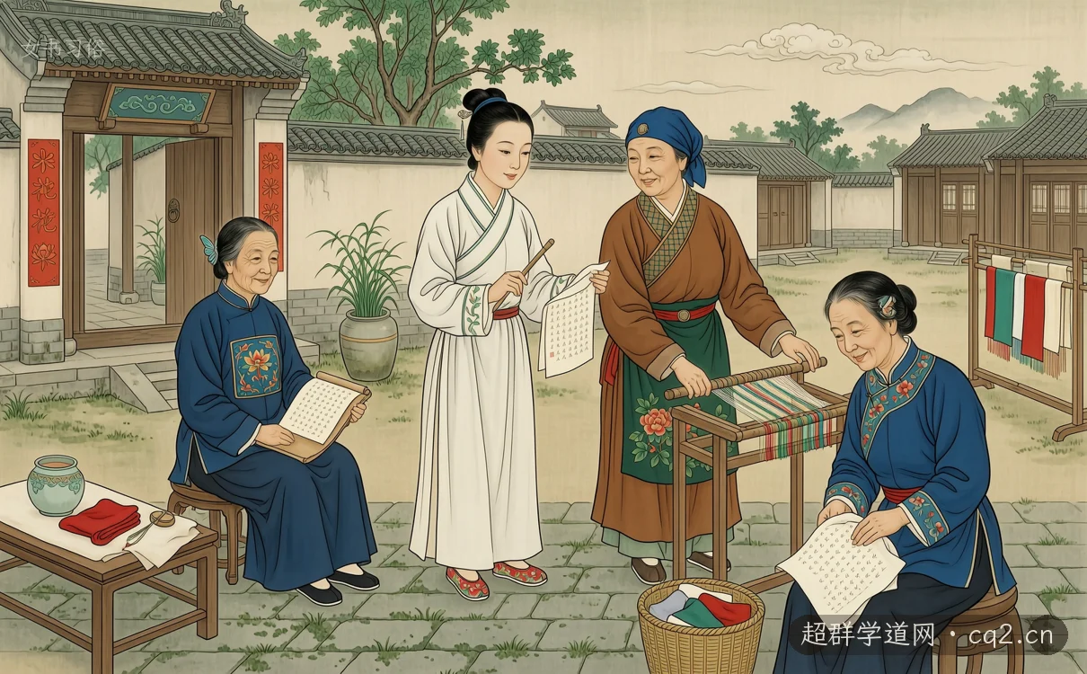 女书习俗（AI 生成意境插图）