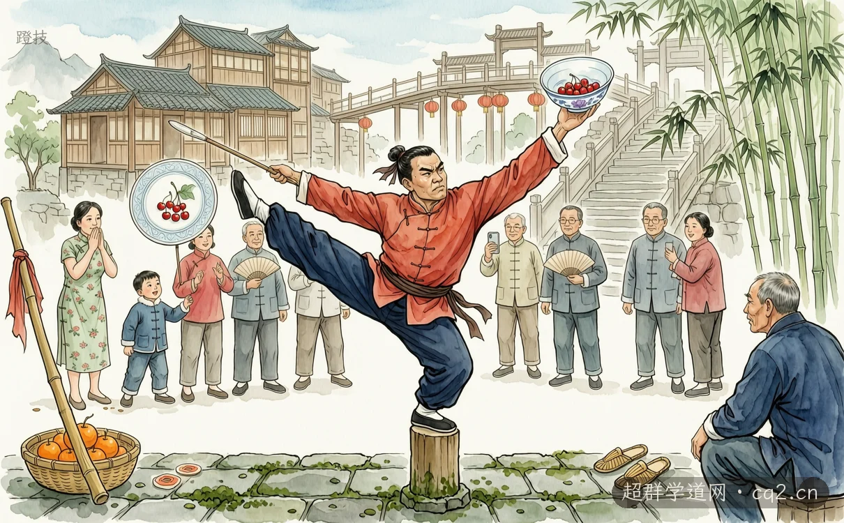 蹬技（AI 生成意境插圖）