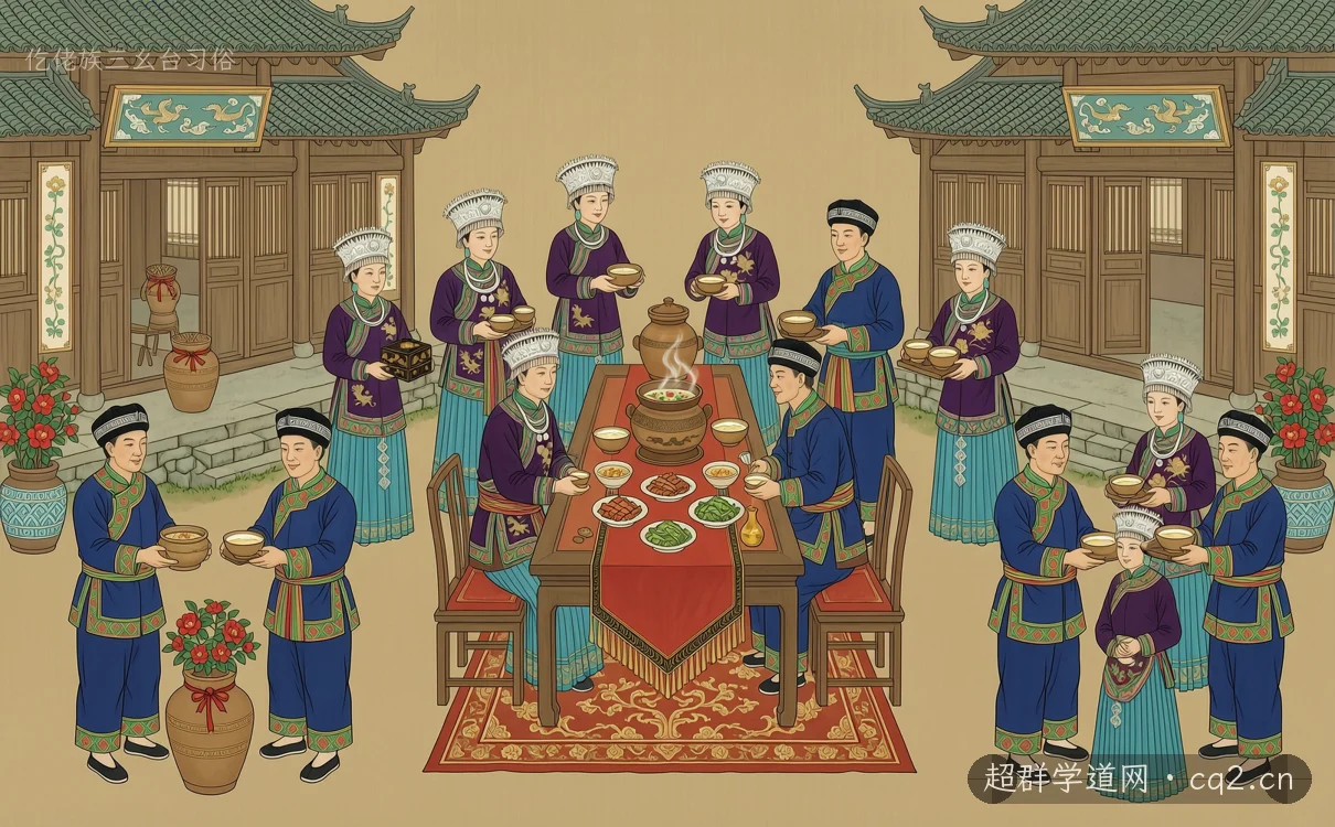 仡佬族三幺台习俗（AI 生成意境插图）