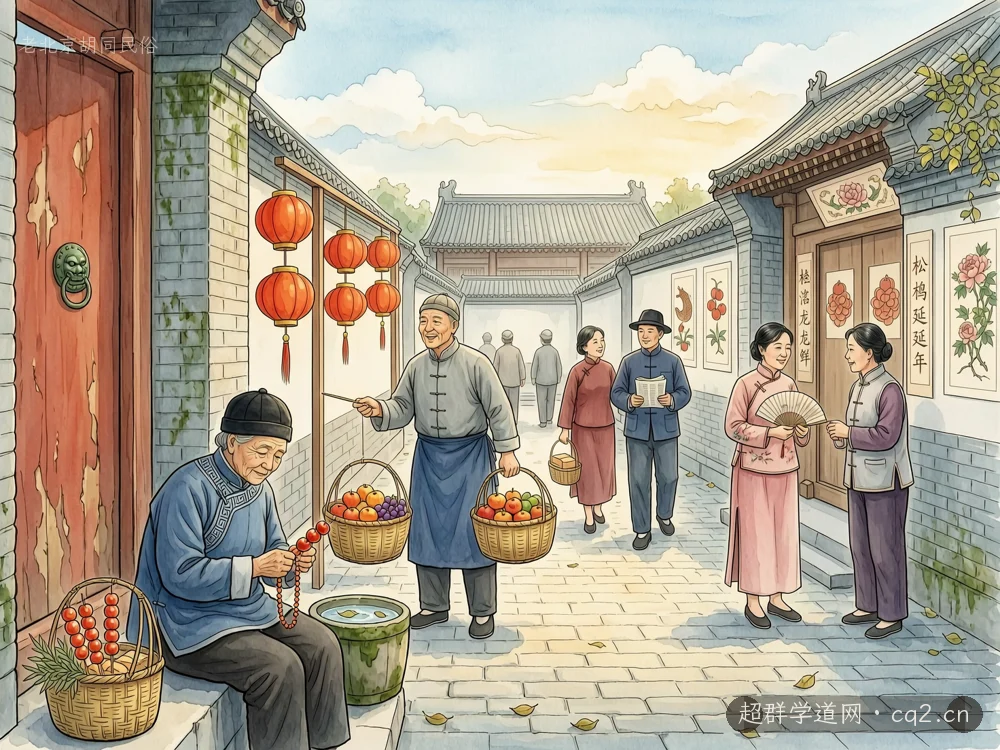 老北京胡同民俗（AI 生成意境插圖）