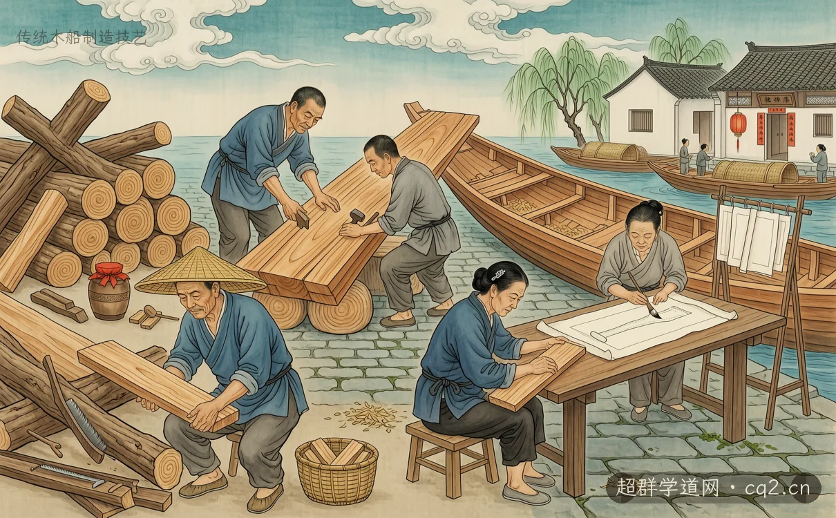 傳統木船製造技藝（AI 生成意境插圖）