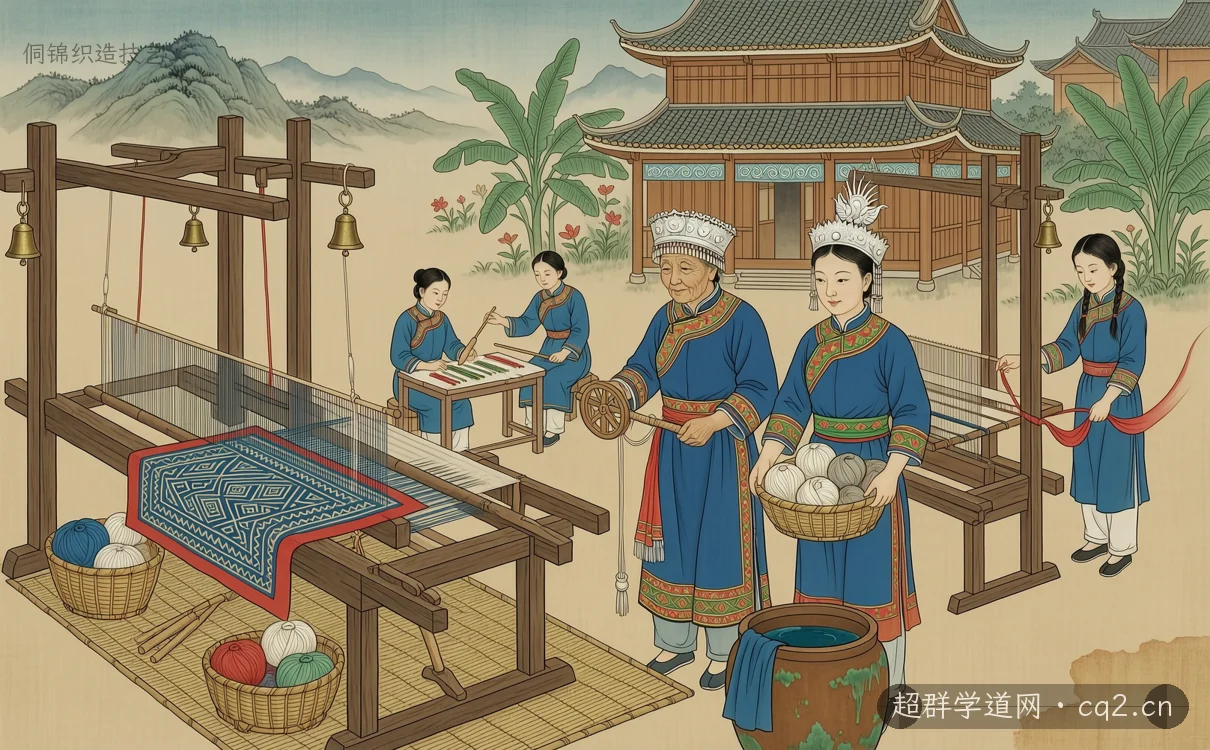 侗锦织造技艺（AI 生成意境插图）