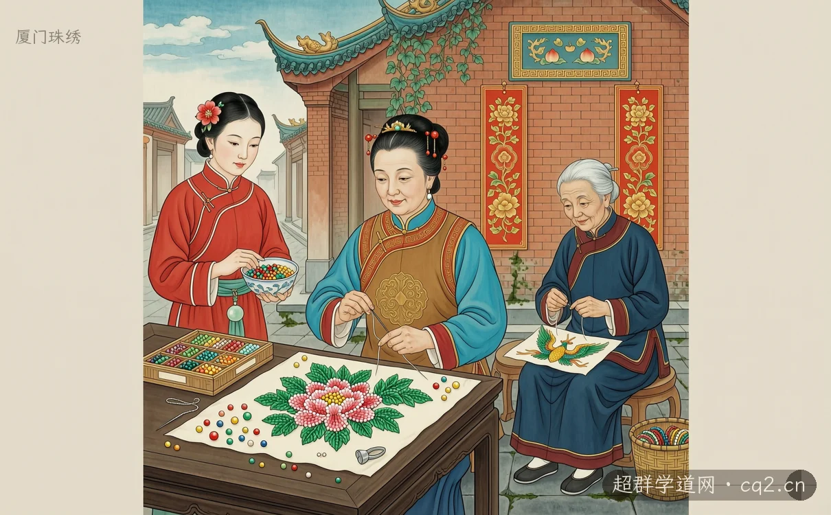 厦门珠绣（AI 生成意境插图）
