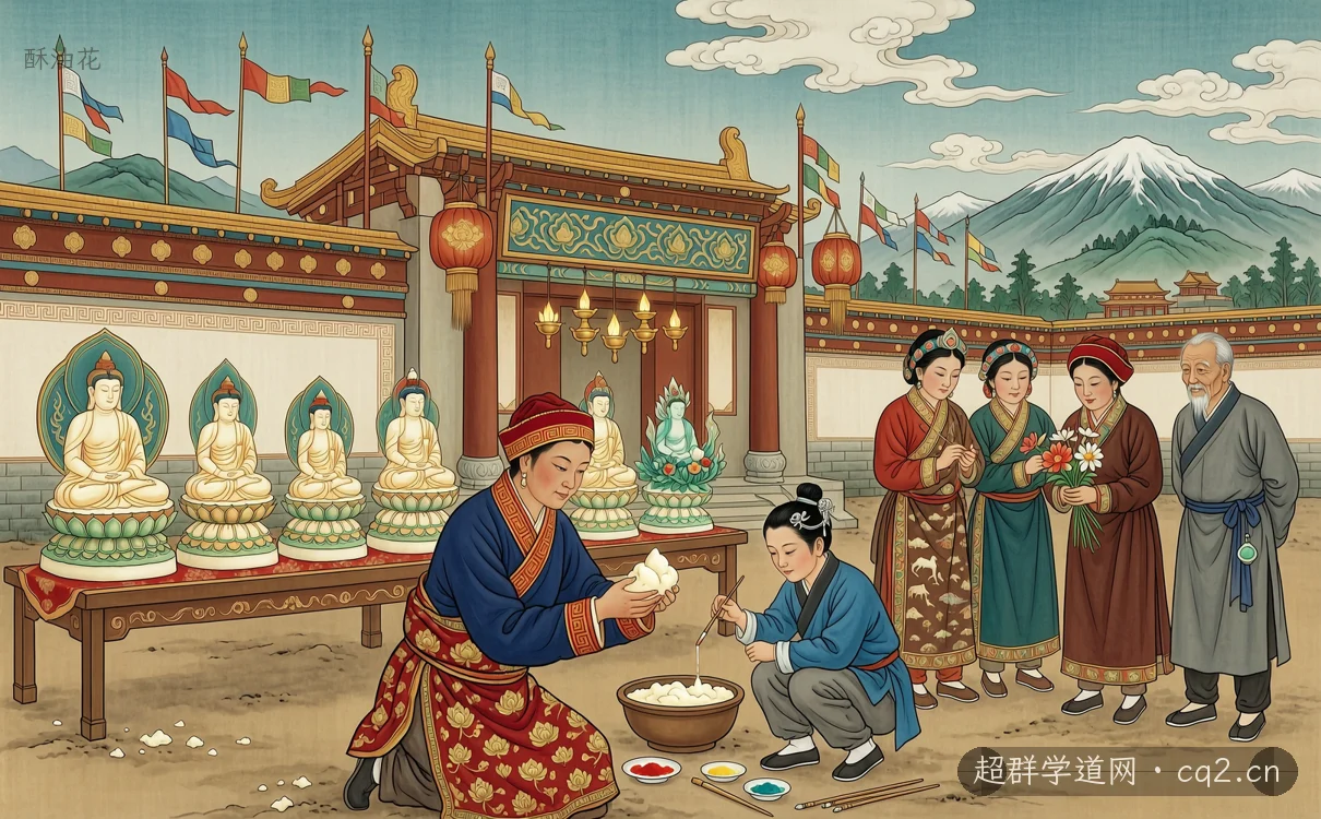 酥油花（AI 生成意境插图）