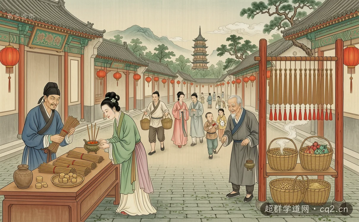 寮步香市（AI 生成意境插图）