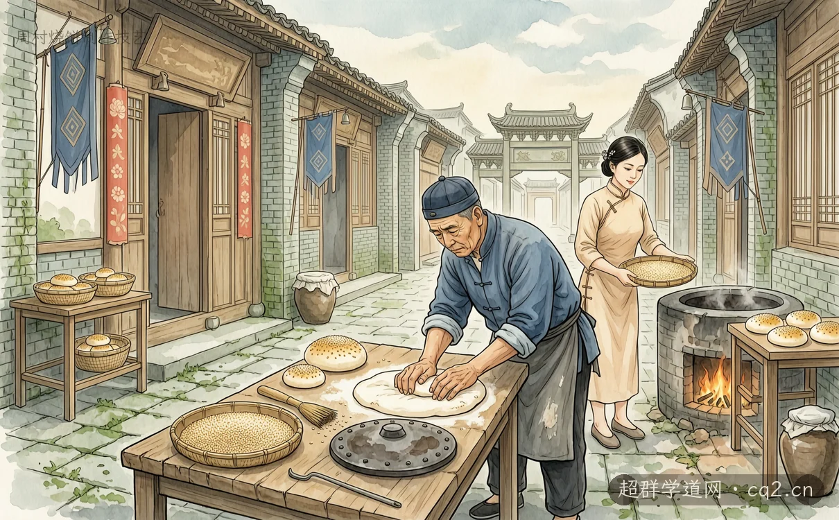 周村燒餅製作技藝（AI 生成意境插圖）