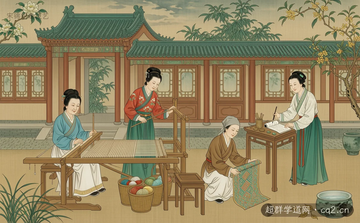 宋锦织造技艺（AI 生成意境插图）