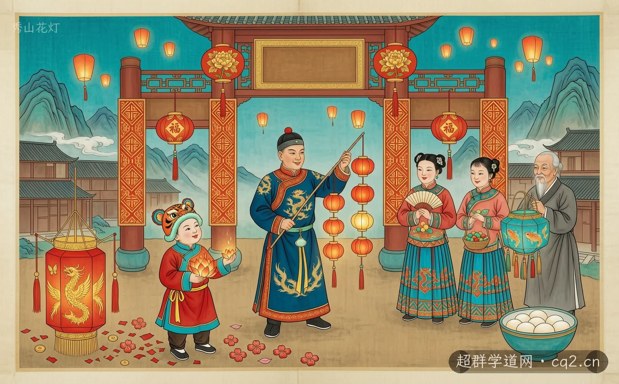 秀山花灯（AI 生成意境插图）