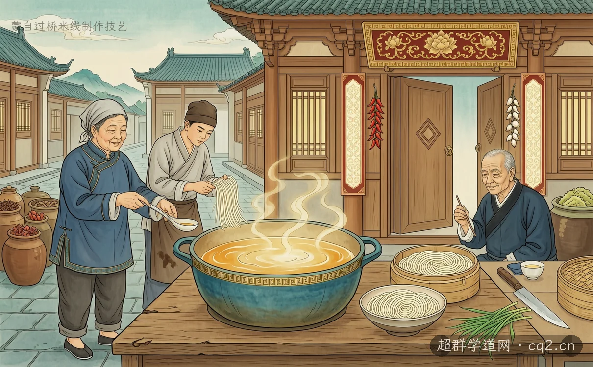 蒙自过桥米线制作技艺（AI 生成意境插图）