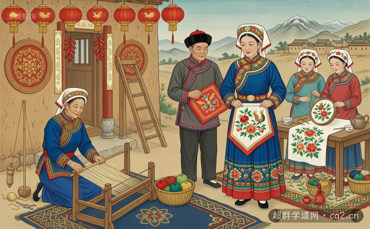 土族服饰（AI 生成意境插图）