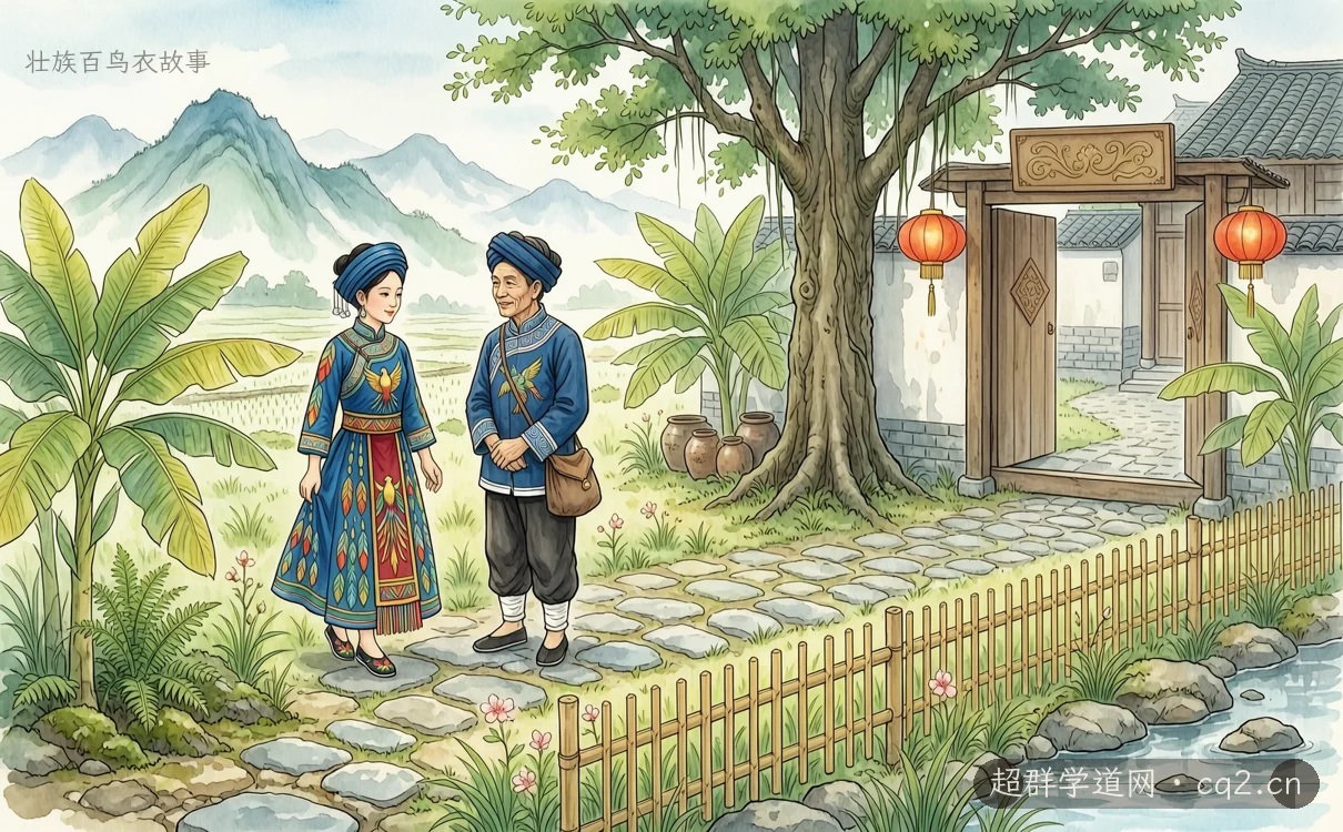 壯族百鳥衣故事（AI 生成意境插圖）