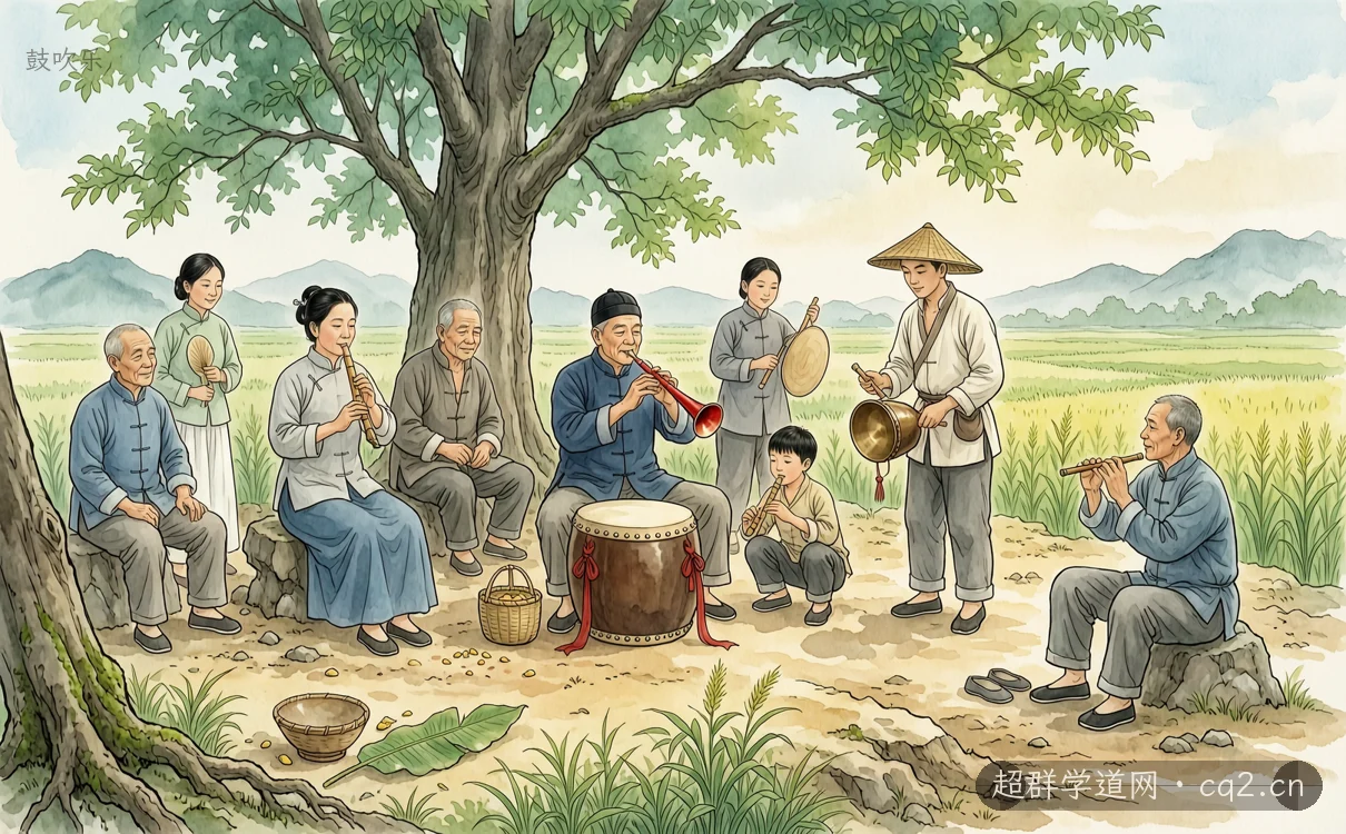 鼓吹樂（AI 生成意境插圖）