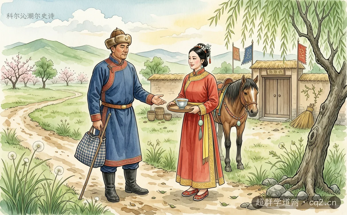 科爾沁潮爾史詩（AI 生成意境插圖）