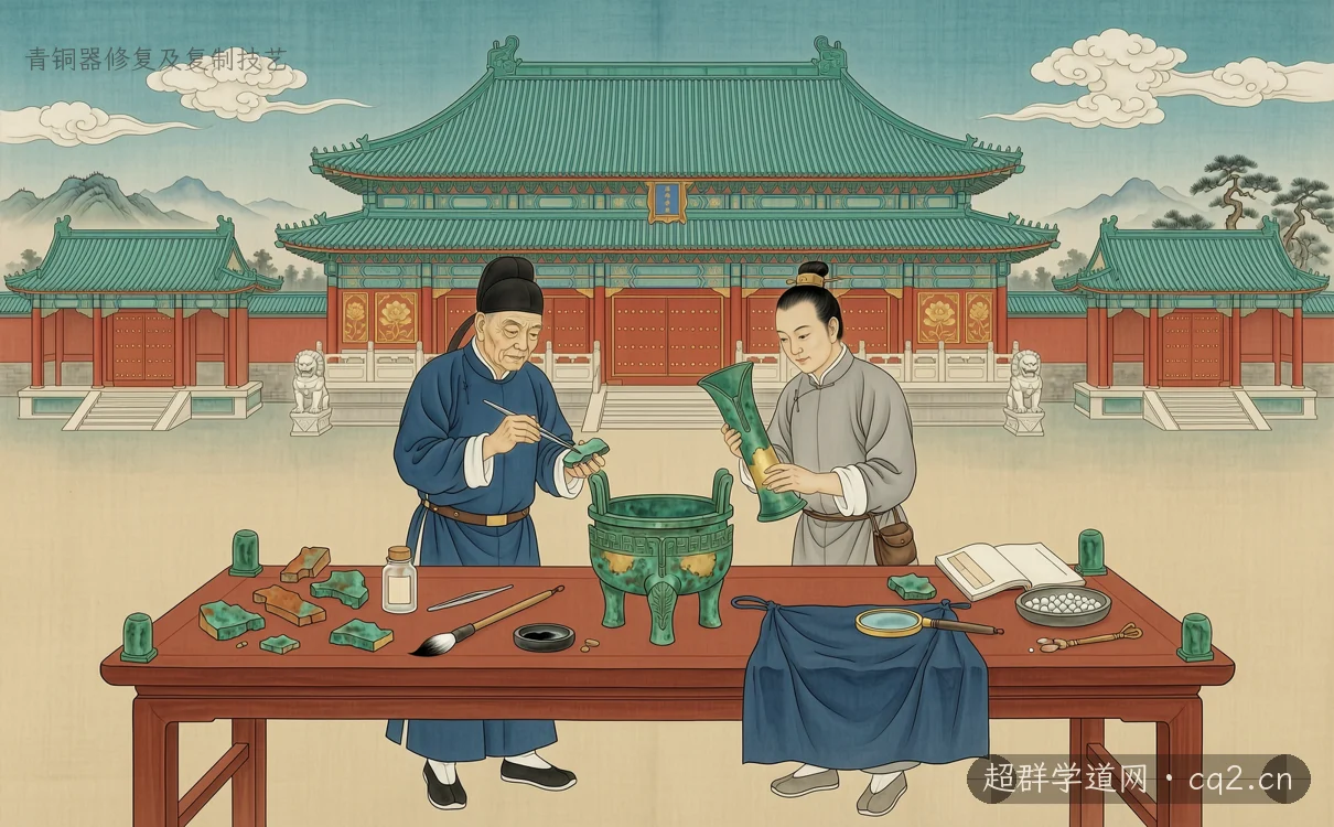 青銅器修復及複製技藝（AI 生成意境插圖）
