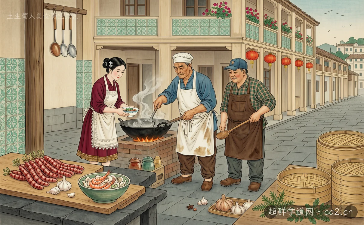 土生葡人美食烹饪技艺（AI 生成意境插图）