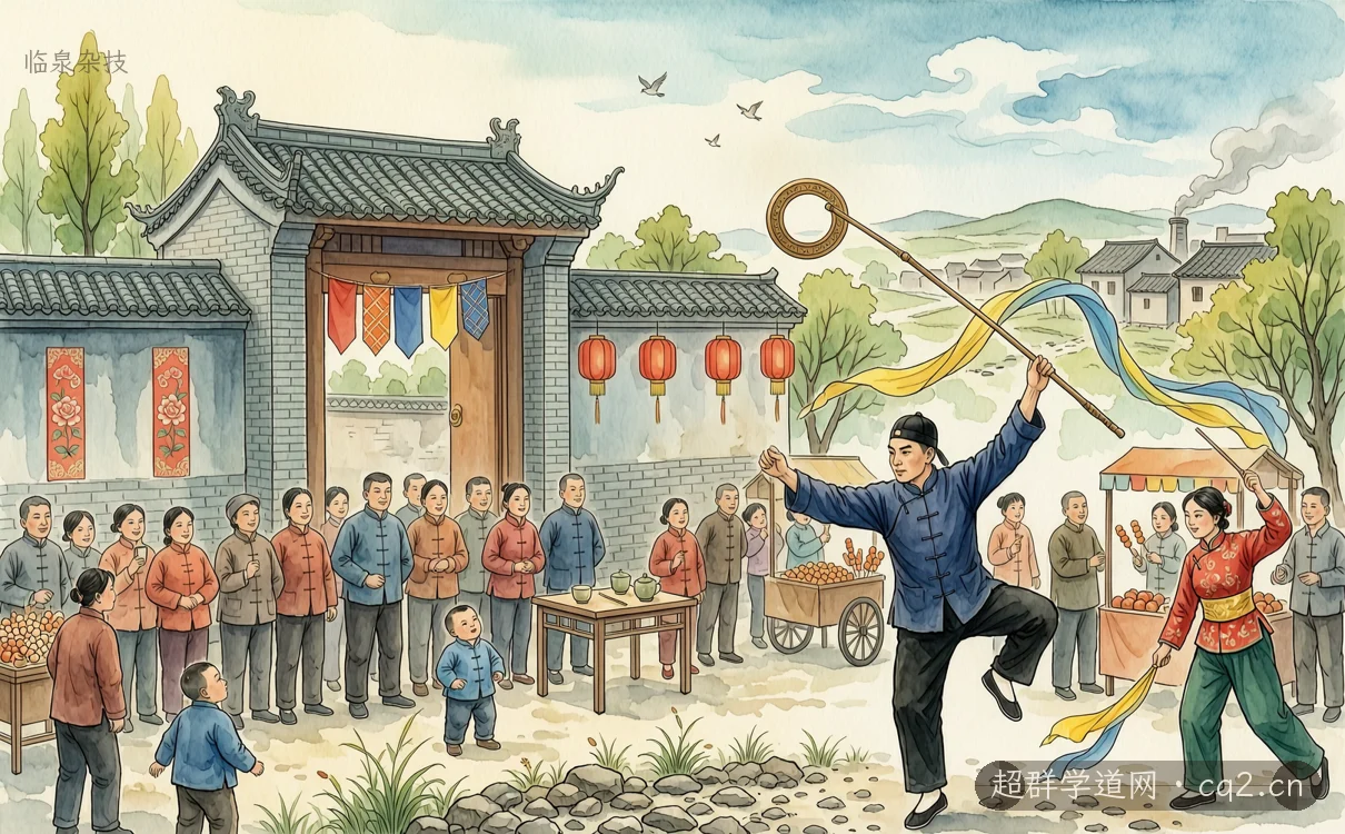临泉杂技（AI 生成意境插图）
