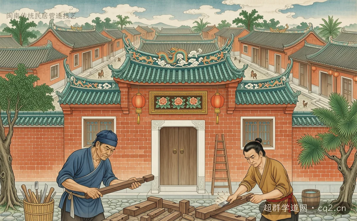 閩南傳統民居營造技藝（AI 生成意境插圖）