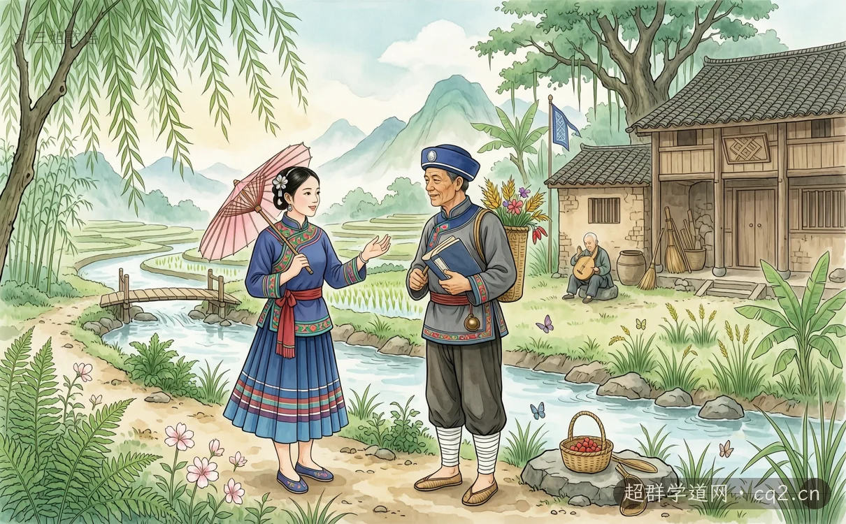 劉三姐歌謠（AI 生成意境插圖）