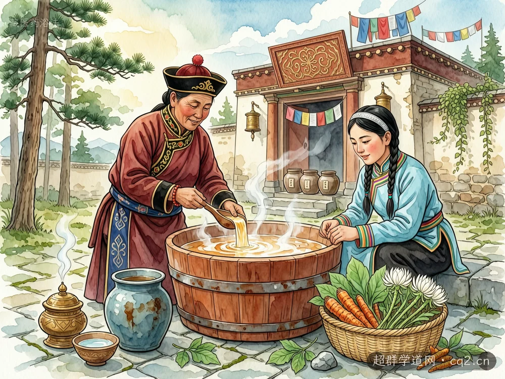 藏医药浴法（AI 生成意境插图）
