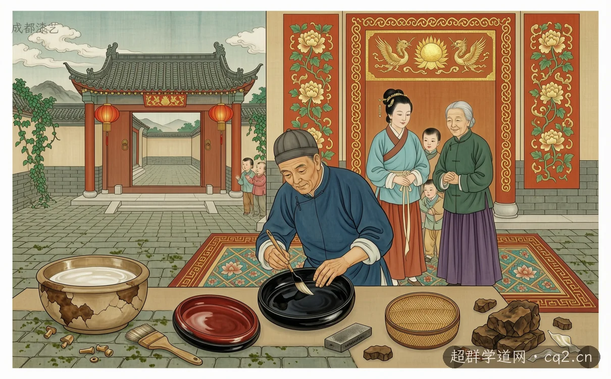 成都漆艺（AI 生成意境插图）