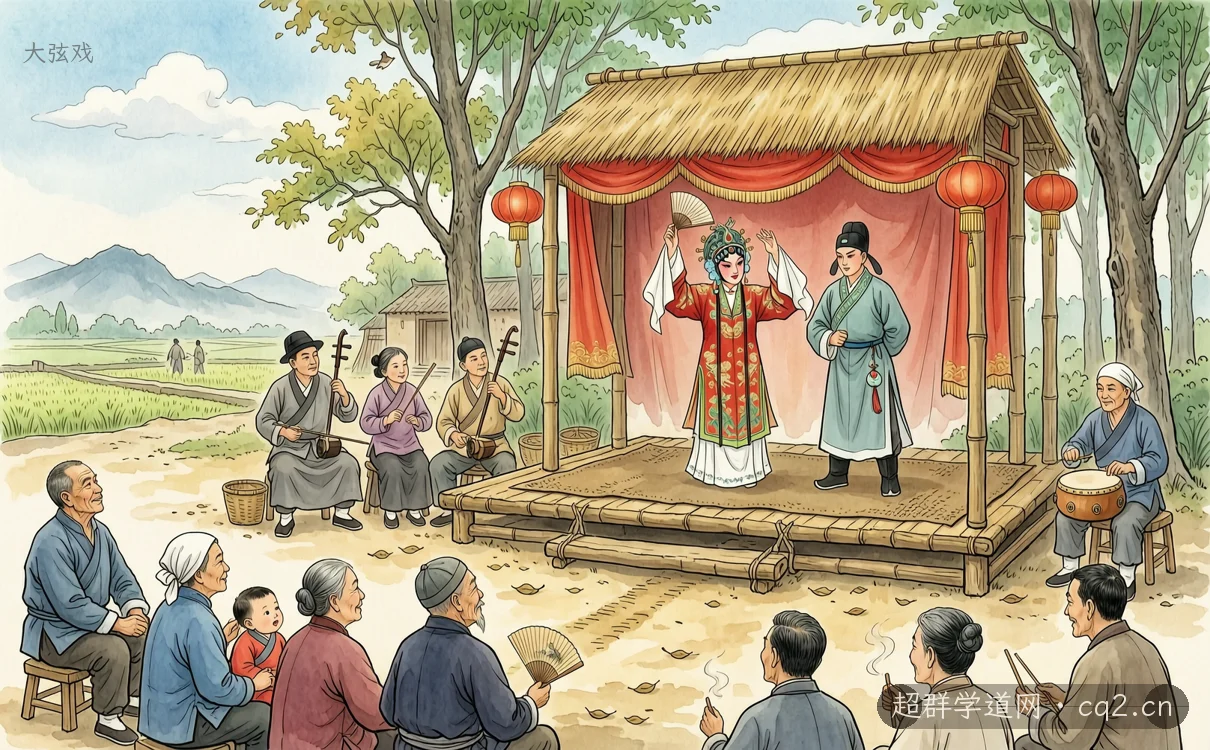 大弦戲（AI 生成意境插圖）