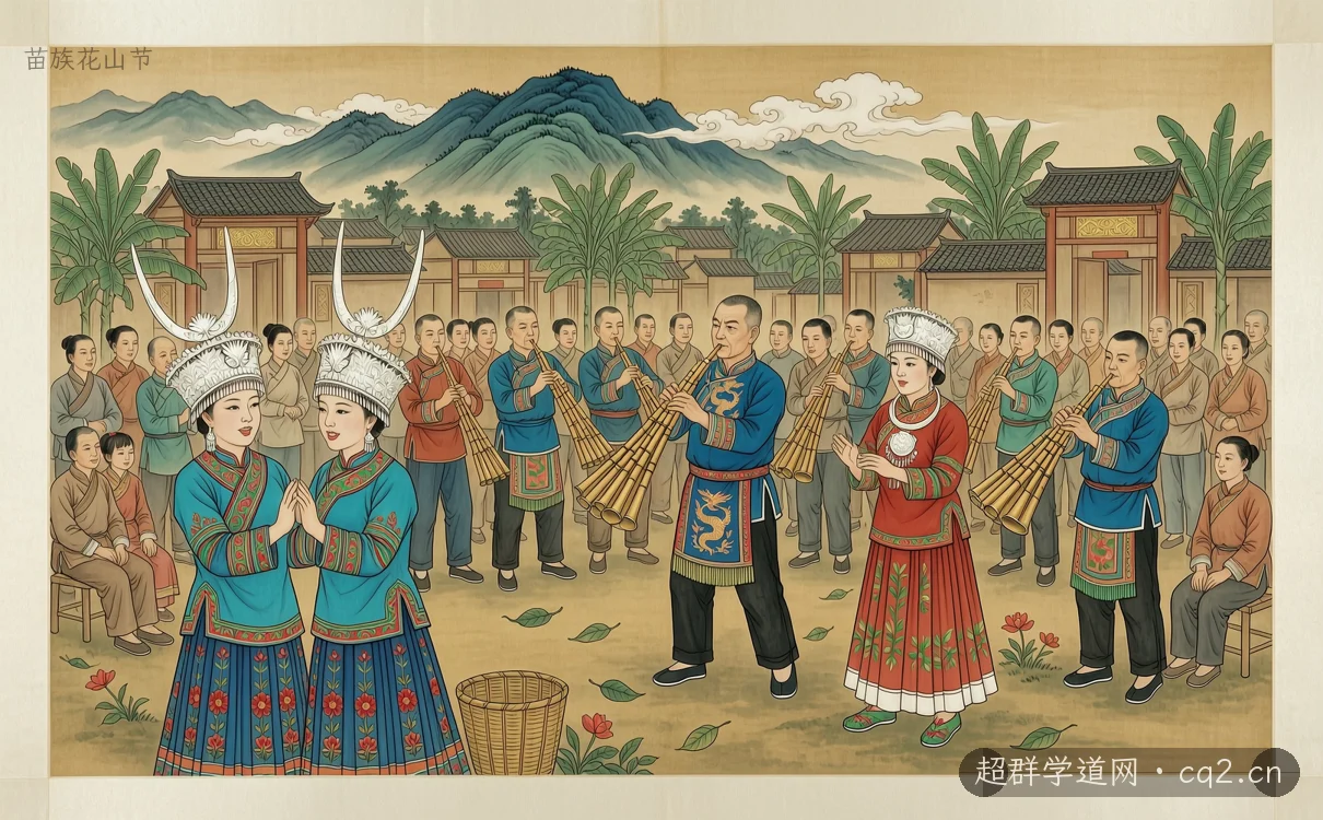 苗族花山节（AI 生成意境插图）