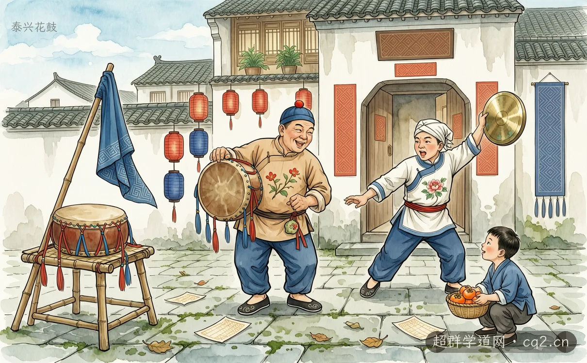泰兴花鼓（AI 生成意境插图）