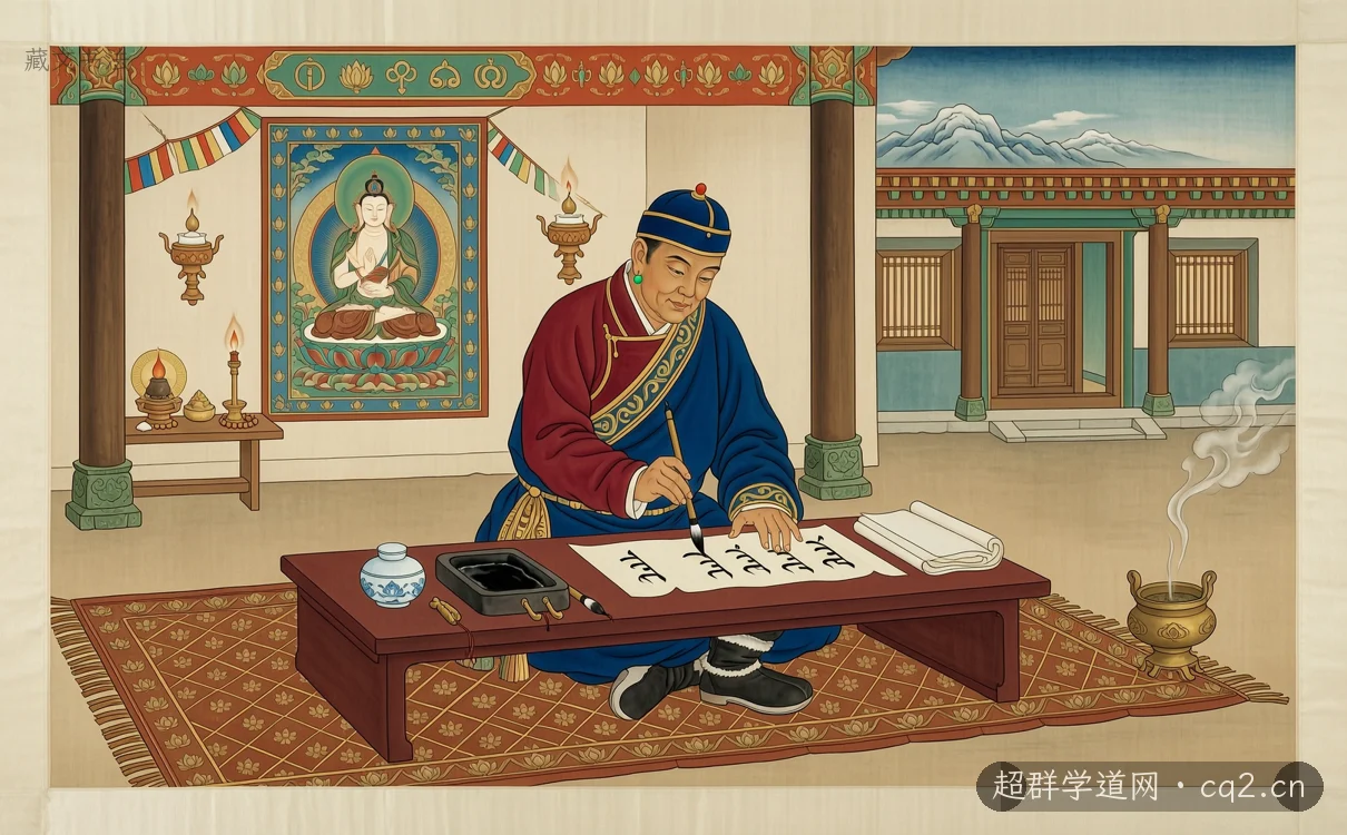 藏文书法（AI 生成意境插图）