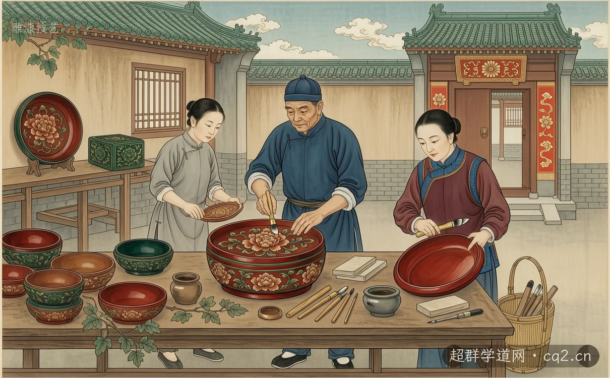 雕漆技艺（AI 生成意境插图）