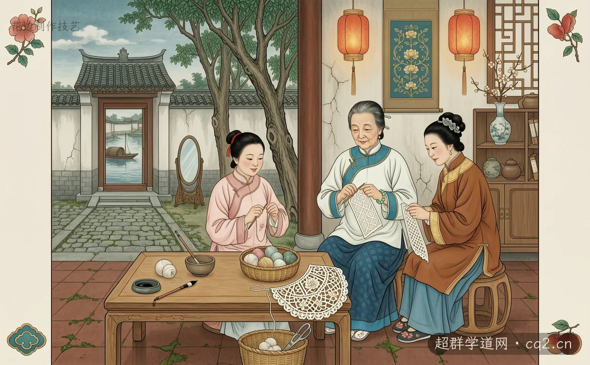 花边制作技艺（AI 生成意境插图）