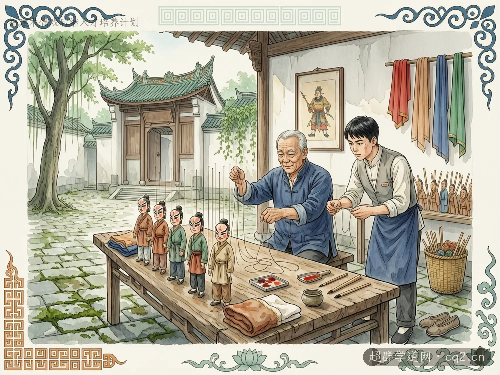 福建木偶戲後繼人才培養計劃（AI 生成意境插圖）