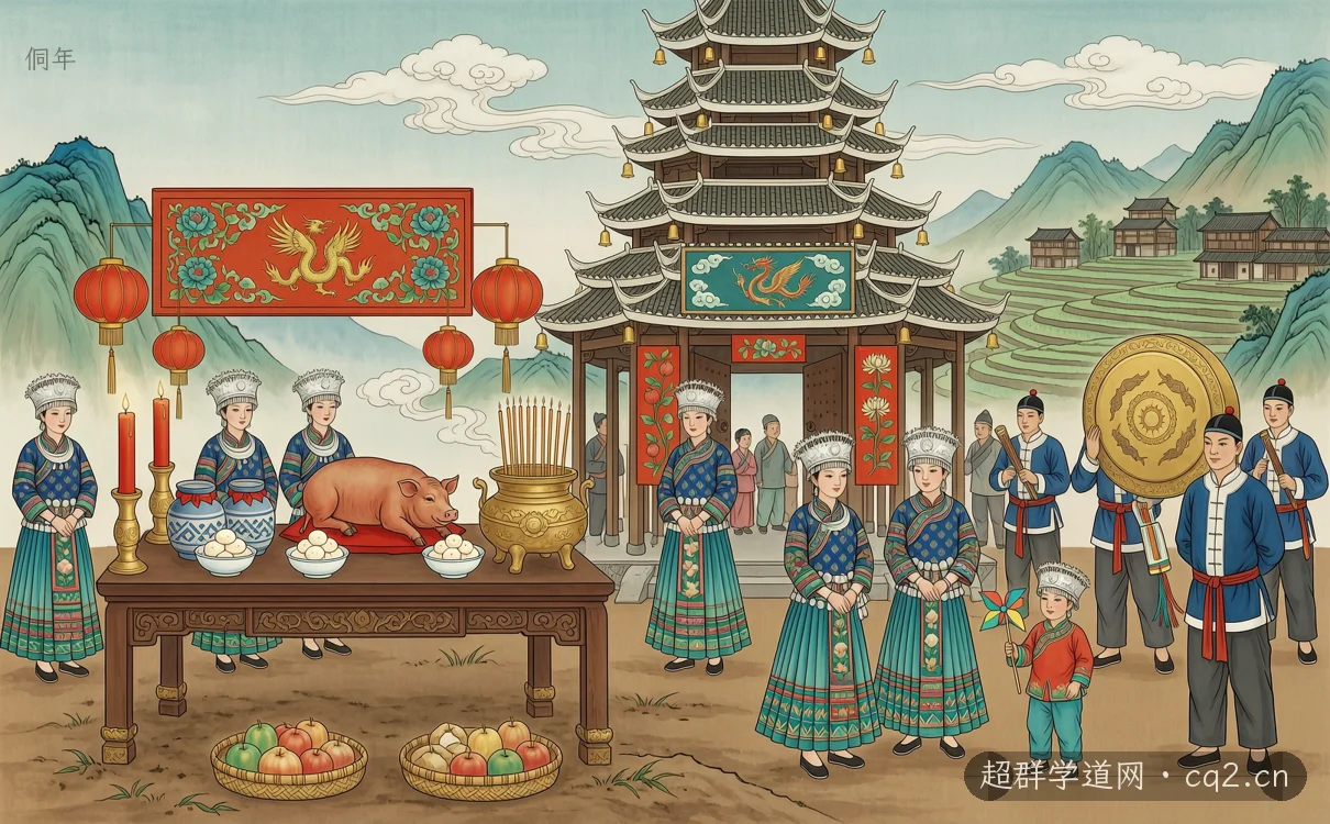 侗年（AI 生成意境插图）