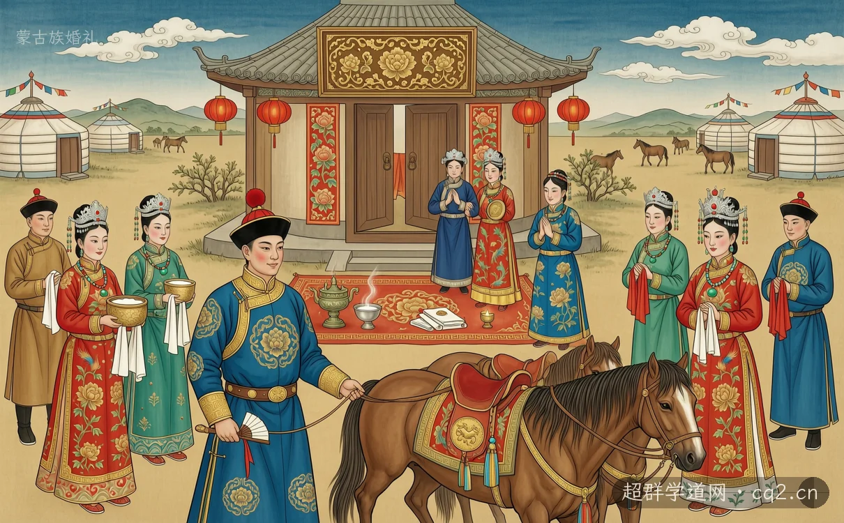 蒙古族婚礼（AI 生成意境插图）