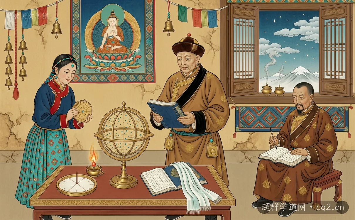 藏族天文历算（AI 生成意境插图）