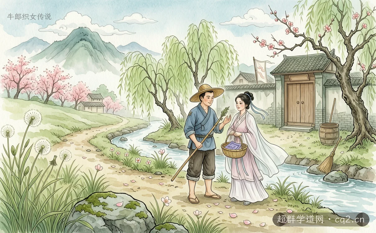 牛郎織女傳說（AI 生成意境插圖）