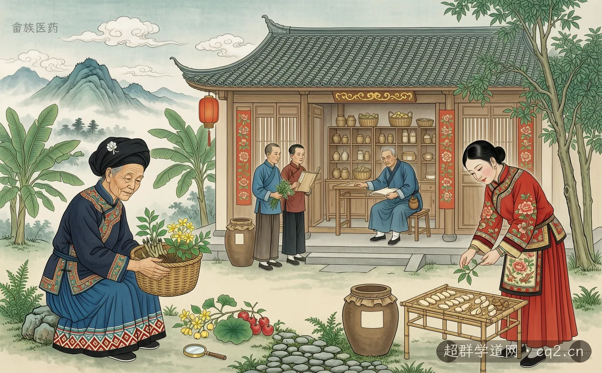畲族医药（AI 生成意境插图）