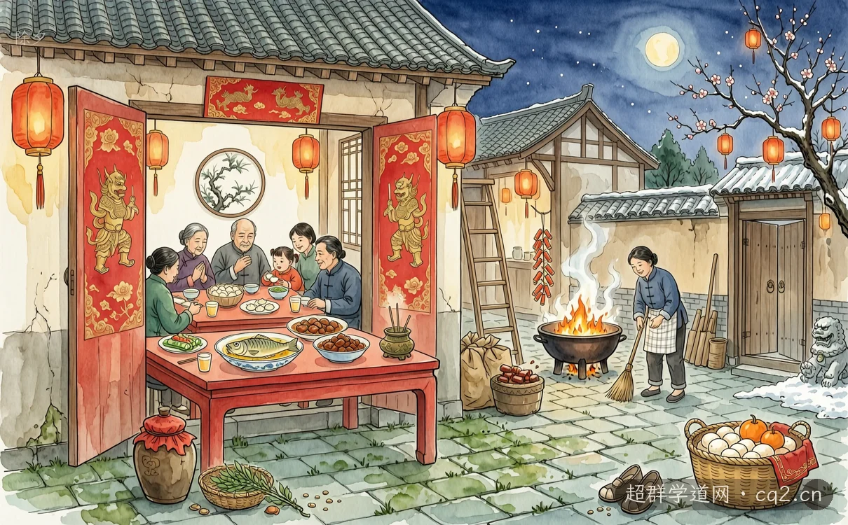 除夕（AI 生成意境插圖）