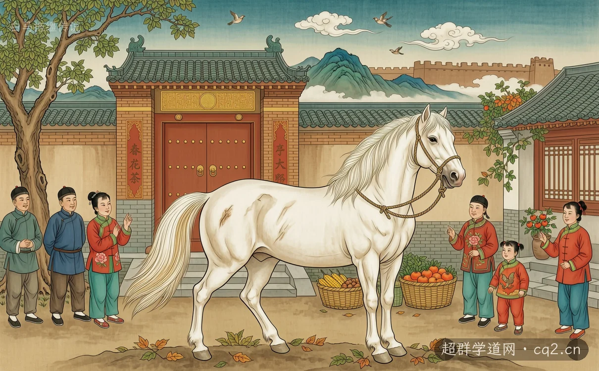 白马拖缰传说（AI 生成意境插图）