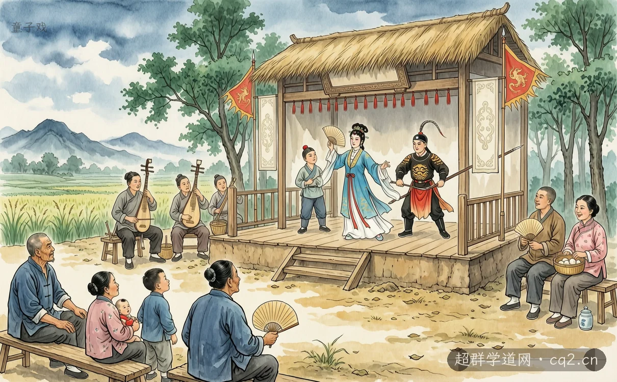 童子戲（AI 生成意境插圖）