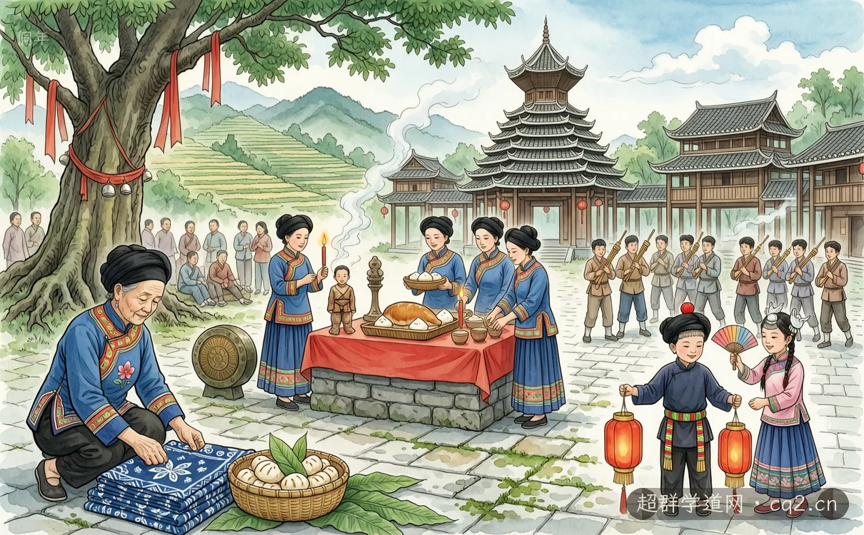 侗年（AI 生成意境插图）