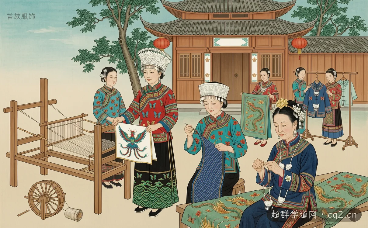苗族服饰（AI 生成意境插图）