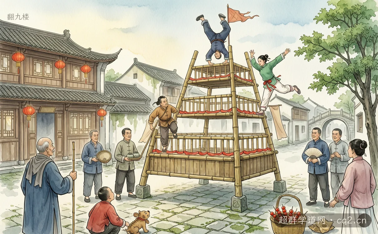 翻九楼（AI 生成意境插图）