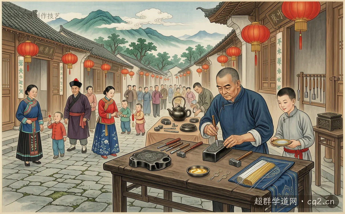 乌铜走银制作技艺（AI 生成意境插图）