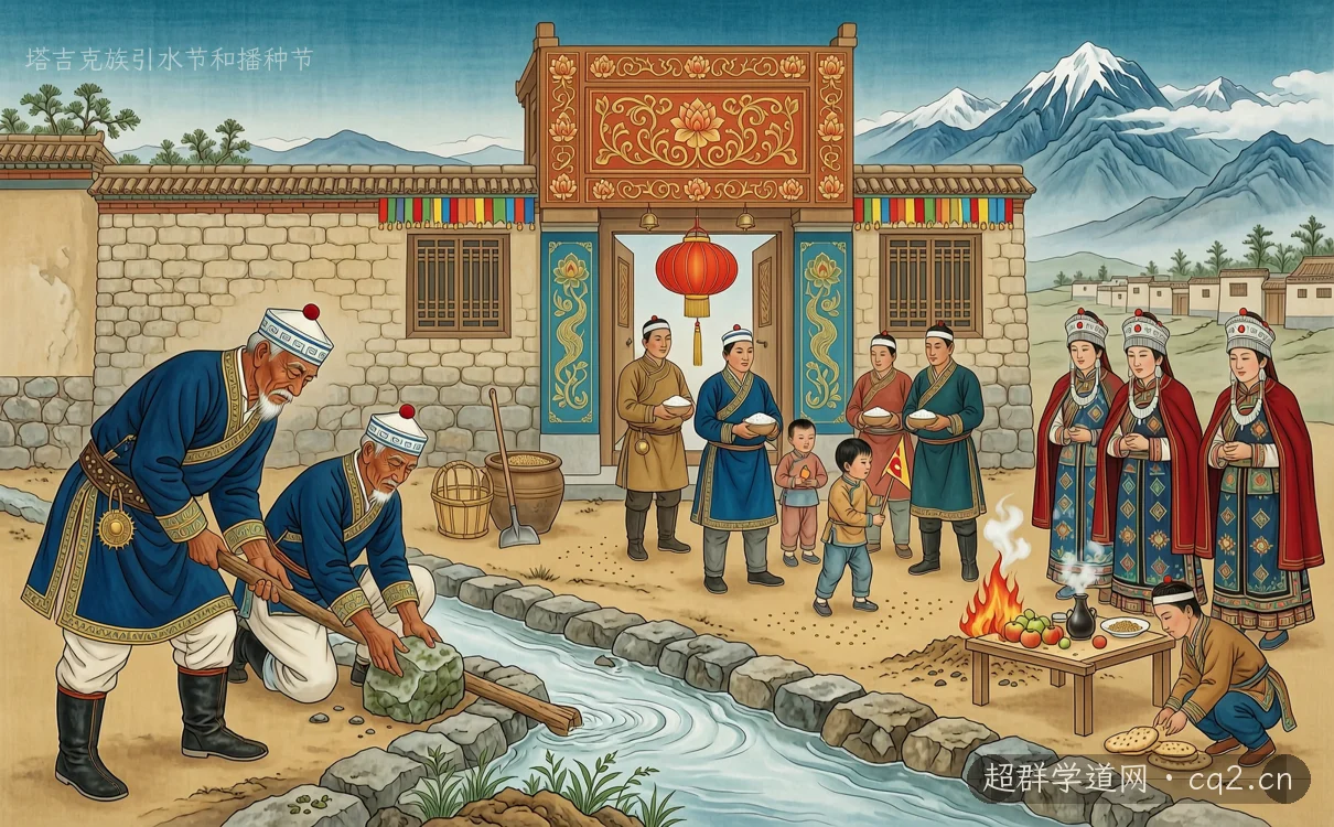 塔吉克族引水節和播種節（AI 生成意境插圖）
