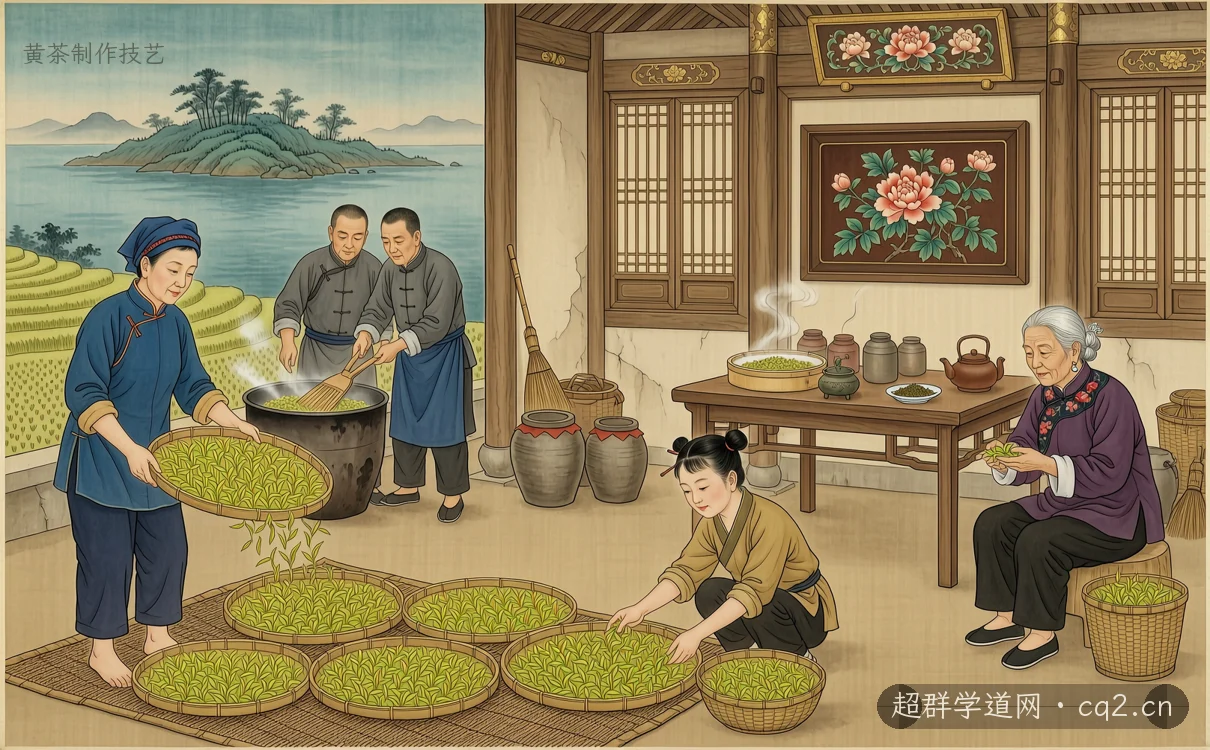 黄茶制作技艺（AI 生成意境插图）