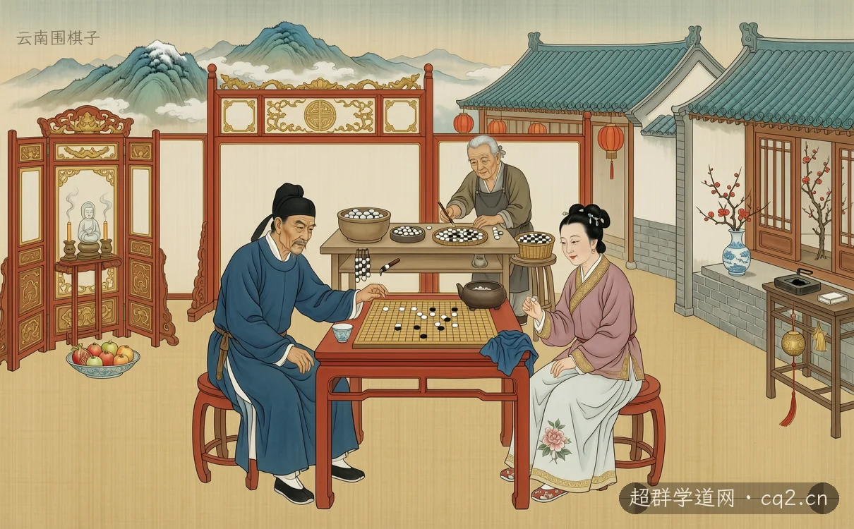 云南围棋子（AI 生成意境插图）