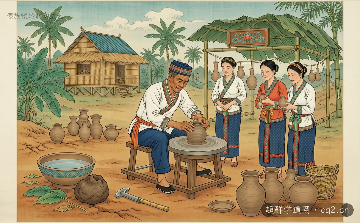 傣族慢轮制陶技艺（AI 生成意境插图）